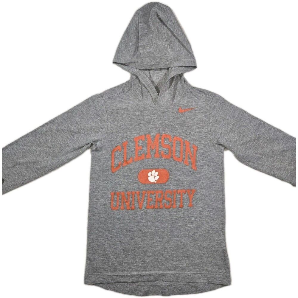 Boys Nike Clemson Tigers Hooded Long Sleeve Shirt Small Gray